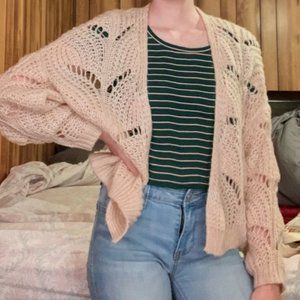 SILVERFLINT PALE PINK  KNIT CARDIGAN SWEATER X SM